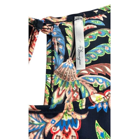 Flamingo Colorful Paisley Dress Sz Small Round Hem Above the Knee 3/4 Sleeve - Picture 3 of 6